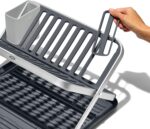 OXO Good Grips Aluminum Fold Flat Dish Drying Rack, 2-Tier, with Drainboard, for Kitchen Counter, Collapsible - Image 8