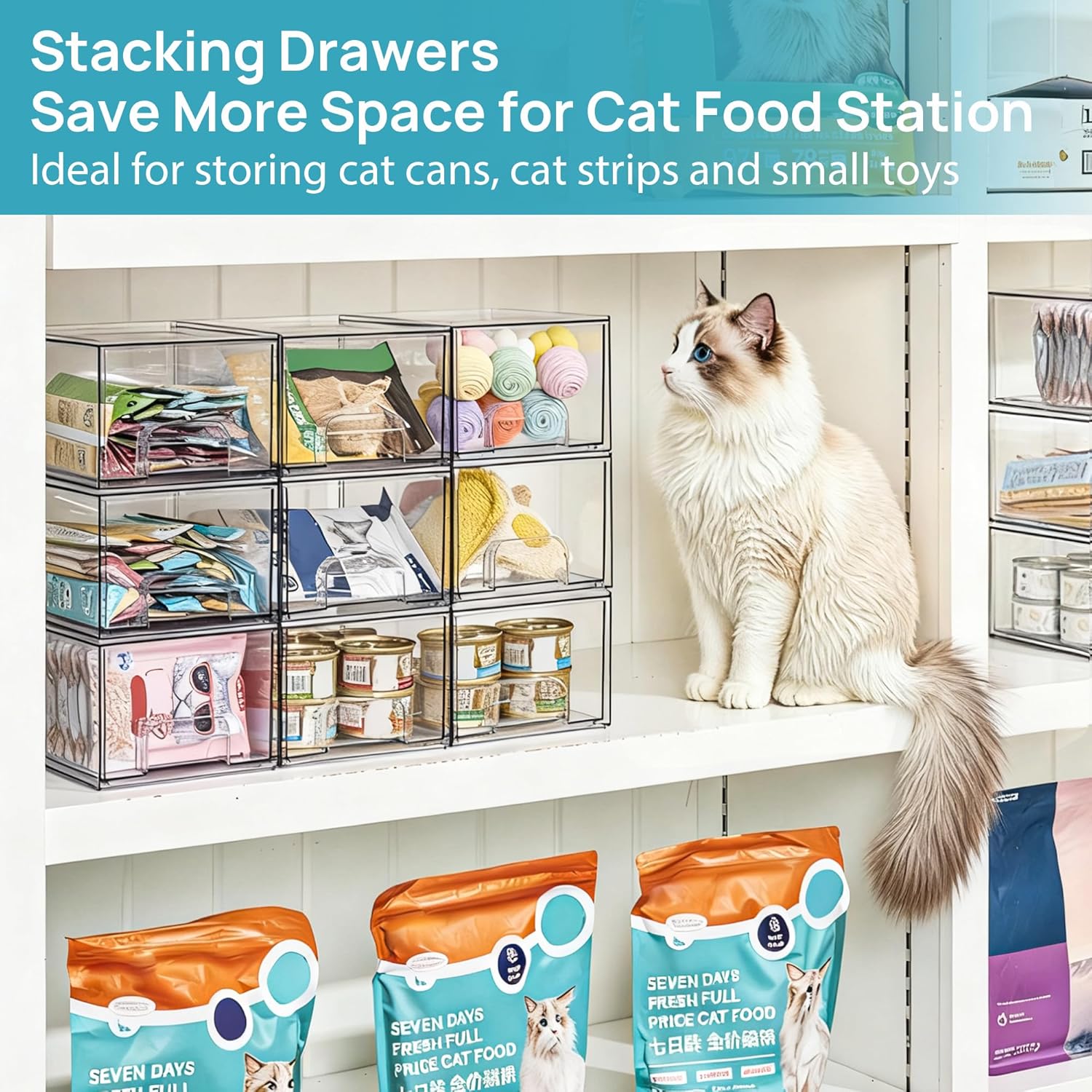 81Amc-IC2jL._AC_SL1500_.jpg Vtopmart 4 Pack Small Clear Stackable Storage Drawers,Acrylic Bathroom Makeup Organizer,Plastic Storage Bins For Vanity, Undersink, Kitchen Cabinets, Pantry, Home Organization - Image 7