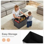 Sweetcrispy 30 Inches Folding Storage Ottoman Bench, End of Bed Foot Rest Stools Ottoman Storage Chest with Padded Seat for Bedroom, Living Room, Entryway, Holds up to 660 lb, Deep Grey - Image 5