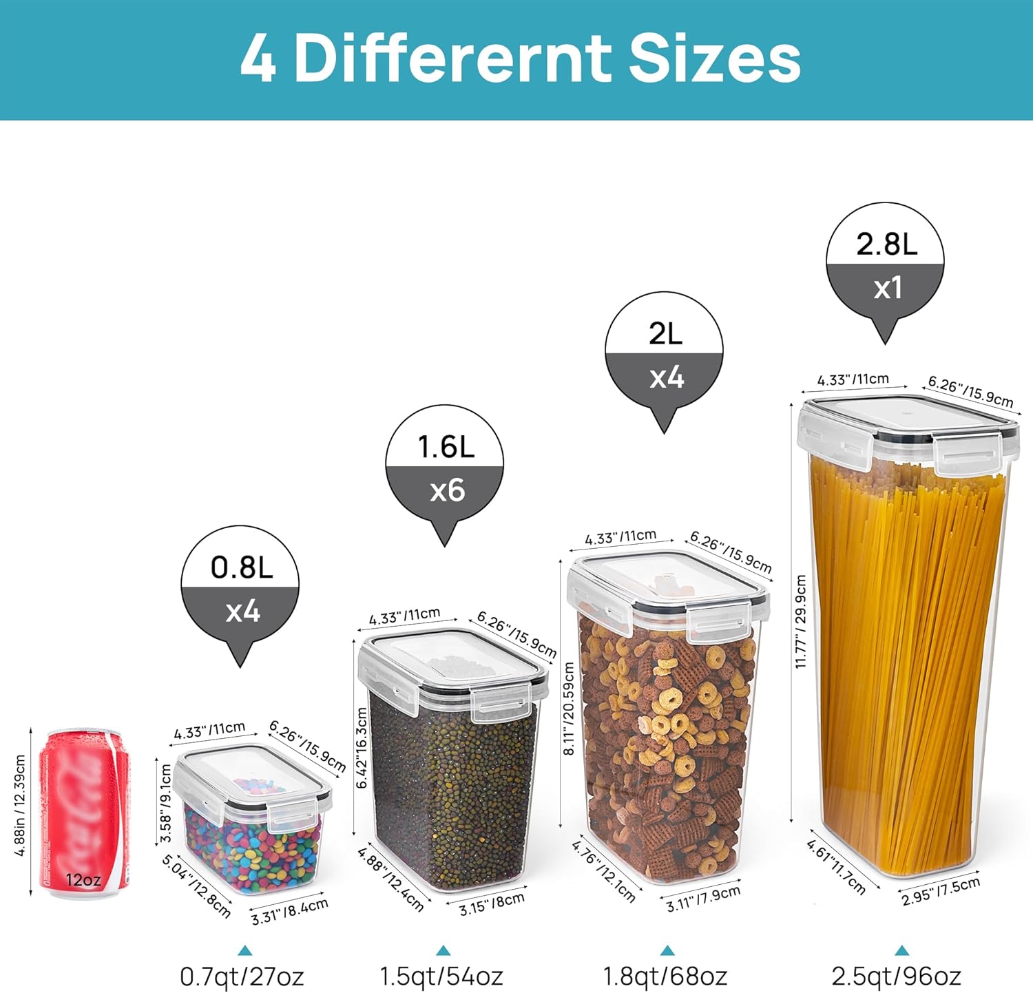 81Bcq9JJMNL._AC_SL1500_.jpg Vtopmart Airtight Food Storage Containers Set with Lids, 15pcs BPA Free Plastic Dry Food Canisters for Kitchen Pantry Organization and Storage, Dishwasher safe,Include 24 Labels, Black - Image 3