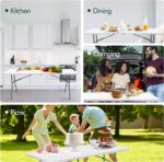 Folding Table 6ft Plastic Table Indoor & Outdoor for Picnic, Camping,BBQ and Party, with Powder Coated Steel Legs and Built in Carry Handle, White - Image 10