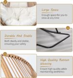 Shintenchi Wicker Egg Chair,Oversized Outdoor Indoor Rocking Chair,Large PE Rattan Rocking Chair with Cushion for Patio, Balcony, Backyard, Garden, Beige - Image 6