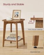 VASAGLE MAEZO Collection - Side Table, 2-Tier Small Square End Table, Nightstand with Tapered Legs, Curved Transitions, for Small Spaces, Living Room, Bedroom, Honey Brown ULET236K01 - Image 6