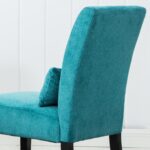 Roundhill Furniture Pisano Teal Blue Fabric Armless Contemporary Accent Chair with Kidney Pillow - Image 6