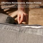 EAST OAK Life Chatter Outdoor Patio Furniture | Outdoor Sofa 3 Seats with Waterproof Thick Cushions | Deep Seating Modern Patio Sofa for Garden, Porch, Balcony & Backyard | Chestnut & Apricot - Image 8