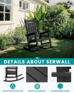 SERWALL Oversized Outdoor Rocking Chair Set of 2, HDPE Rocker for Adults, Patio Rocking Chairs for Porch, Black - Image 5
