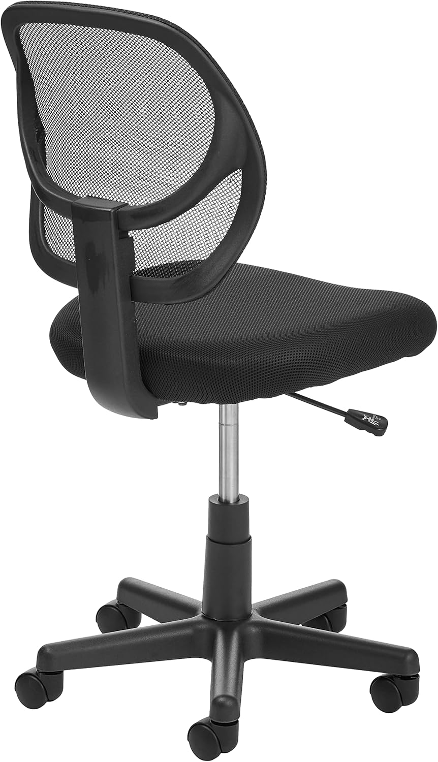 81GB5vQKbWL._AC_SL1500_.jpg Amazon Basics Rolling Desk Chair, Adjustable, Low Back, Padded Seat, Breathable Mesh, Swivel, Black, 21.25" D x 22.5" W x 38" H - Image 7
