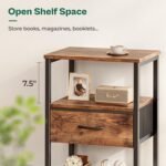 Huuger Nightstand Set of 2, Night Stand with Fabric Drawer, Mesh Shelf, Side Table with Storage, Fabric Drawer Dresser, Open Shelf, Metal Frame, Bedroom, Rustic Brown - Image 8