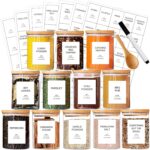 12 Pcs Glass Spice Jars with Bamboo Airtight Lids and 191 Labels - 8.5oz Small Food Storage Containers for Kitchen, Seasoning, Coffee, Herb - Spoon and Marker Included - Image 2