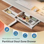 DEVAISE Standing Desk with Drawers, Whole-Piece Glass Adjustable Height Desk, 48 Inch Electric Stand Up Desk, Quick Install, White - Image 7