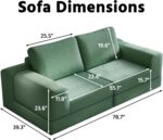 Cloud Modular Sectional Sofa, DIY Combination Modular Couch for Living Room, Unique Knitted Fabric Love Seat Couches with 2 Pillows, 2 Seater Comfy Sectional Couch with No Assembly (Green) - Image 3