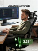 Marsail Ergonomic Office Chair with Adjustable Lumbar Support & 2D Headrest, Breathable Mesh Desk Chair with Adjustable Arms, Swivel Rolling Task Chair for Home Office, Black - Image 4