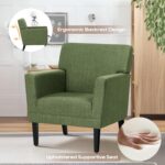 COLAMY Modern Accent Chair for Living Room, Upholstered Fabric Accent Armchair with Back, Soft Single Sofa Chair with Arms for Bedroom/Office/Reception Room, Green - Image 5