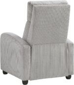 Lexicon Corduroy Pushback Recliner Chair Armchair Push Back Recliner, Solid Wood Frame and Metal Base, Easy Assembly Small Soft Single Sofa Accent Chair for Living Room/Office/Apartment, Light Grey - Image 16