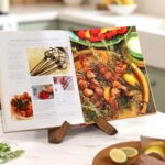PUERSI Cookbook Stand for Kitchen, Recipe Book Holder for Kitchen Counter, Wooden Cookbook Holder, Rustic Cook Book Holder Stand - Rustic Brown - Image 8