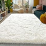 5x7ft Fluffy Fuzzy Area Rug for Living Room Bedroom, Ultra Soft Rugs for Living Room, Modern Shaggy Carpets Rug for Boys Girls Dorm Nursery Home Decor Aesthetic, Upgrade Non-Slip Durable, Cream White - Image 4