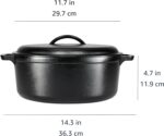 Amazon Basics Round Pre-Seasoned Cast Iron Dutch Oven Pot with Lid and Dual Handles, Heavy-Duty & Large, 7-Quart, Black - Image 5