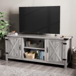YESHOMY Modern Farmhouse TV Stand with Two Barn Doors and Storage Cabinets for Televisions up to 65+ Inch, Entertainment Center Console Table, Media Furniture for Living Room, 58 Inch, Gray Wash - Image 2