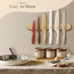 CAROTE 12 Pieces Kitchen Knife Set, Stainless Steel Knife Set With Nonstick Ceramic Coating, Dishwasher Safe with 6 Blade Guards, Rustproof, Brown - Image 3