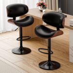 Bar Stools Set of 4, Adjustable Swivel Bar Stools Mid-Century Modern PU Leather Counter Height Bar Stool for Kitchen Island Bar Chairs with Back (Black) - Image 10