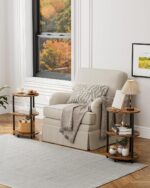 Small Round Side Table - 3-Tier Oval Accent Table for Small Spaces, Rustic Wood and Metal Couch End Table, Nightstand for Bedroom or End Table Living Room, Easy to Assemble, Rustic Brown - Image 9