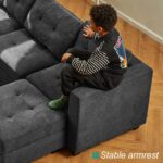 Belffin Modular Sectional Sofa with Storage Sectional Sleeper Couch Modular Sofa Bed for Living Room Dark Grey - Image 10