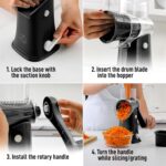 Zulay Kitchen Rotary Cheese Grater 5 Blade Cheese Shredder - Manual Hand Crank Cheese Grater With Reinforced Suction & 5 Interchangeable Drums - Easy to Use, Vegetable Chopper Round Mandoline Slicer - Image 10