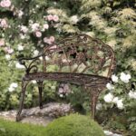 VINGLI 38.5" Patio Park Garden Outdoor Metal Rose Bench,Cast Iron Cast Aluminium Frame Antique Finish Chair,Accented Lawn Front Porch Path Yard Decor Deck Furniture for 2 Person Seat（Bronze - Image 8