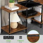 TV Stand for Bedroom 50 Inch TV Stand with Power Outlet 3 Tier Entertainment Center with Storage TV Console Table for 50 43 40 32 Inch TV, Rustic Brown - Image 4