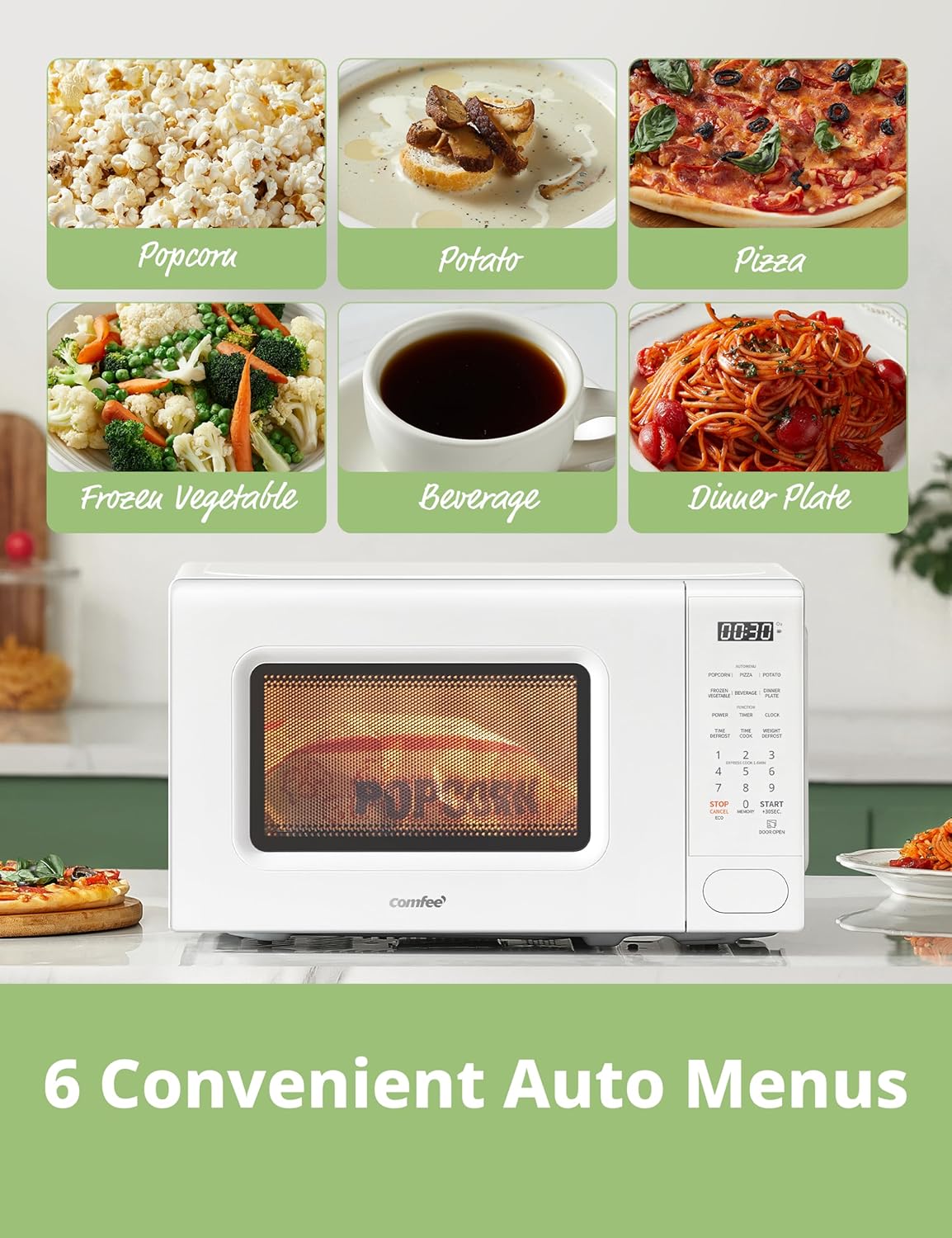 81U66kvh4EL._AC_SL1500_.jpg COMFEE CMO-C20M1WH Retro Microwave with 11 power levels, Fast Multi-stage Cooking, Turntable Reset Function Kitchen Timer, Speedy Cooking, Weight/Time Defrost, Memory function, Children Lock, 700W - Image 3
