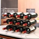 Countertop Wine Rack - 12 Bottle Freestanding Wine Bottle Holder Stand - 3 Tier Wooden Wine Storage Rack - Walnut Wavy Wine Organizer for Cabinet Pantry Home Kitchen Bar - Image 8