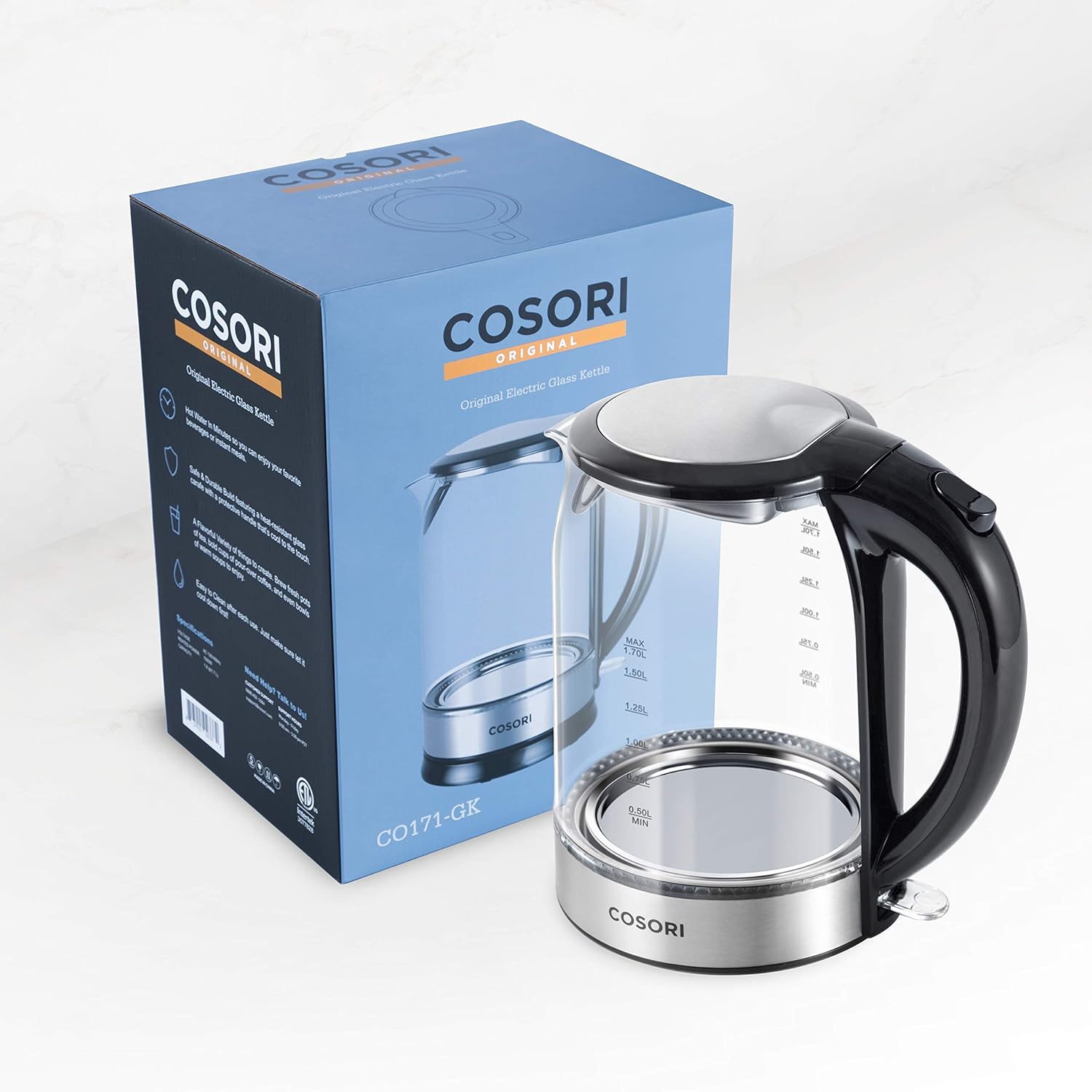 81UZnA7pcdL._AC_SL1500_.jpg COSORI Speed-Boil Electric Tea Kettle, 1.7L Hot Water Kettle (BPA Free) 1500W Auto Shut-Off & Boil-Dry Protection, LED Indicator Inner Lid & Bottom, Transparent - Image 9