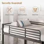 soges Twin Over Twin Metal Bunk Bed with Ladder & Guardrail, Space-Saving Bunk Bed, Heavy Duty Metal Bed Frame for Teens Adults, Black - Image 5