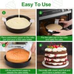 8 Inch Cake Pan, Premium Round Cake Pans Set of 3, Durable Circle Cake Pan with 100 Pieces Parchment Paper, Non-Toxic & Healthy Deep Cake Baking Pans Tins for Birthday Christmas, Dishwasher Safe - Image 6