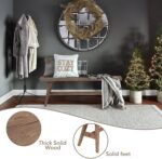 Wnutrees 47" Farmhouse Wood Bench, Dining Room Bench, Entryway Bench for Living Dining Room, Solid Wood, Easy to Assemble, Brown - Image 7