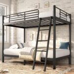 soges Twin Over Twin Metal Bunk Bed with Ladder & Guardrail, Space-Saving Bunk Bed, Heavy Duty Metal Bed Frame for Teens Adults, Black - Image 10
