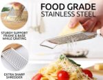 Zulay Kitchen Professional Cheese Grater Stainless Steel - Durable Rust-Proof Metal Lemon Zester Grater With Handle - Flat Handheld Grater For Cheese, Chocolate, Spices, And More - Black - Image 3