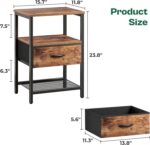 Huuger Nightstand Set of 2, Night Stand with Fabric Drawer, Mesh Shelf, Side Table with Storage, Fabric Drawer Dresser, Open Shelf, Metal Frame, Bedroom, Rustic Brown - Image 4