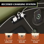 WLIVE Black TV Stand for 45, 50, 55 inch TV, Entertainment Center with LED Lights & Charging Station, TV Media Console Table with 8 Fabric Drawers and Open Shelves for Living Room, Hallway, Wood Top - Image 6