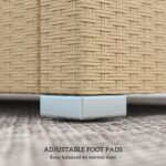 Outsunny 3 Seater Patio Sofa, Wicker Sofa with Cushions, Outdoor Furniture Rattan Couch with 2 Throw Pillows, Deep Seating, for Garden, Backyard, Porch, Cream White - Image 7