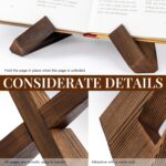 PUERSI Cookbook Stand for Kitchen, Recipe Book Holder for Kitchen Counter, Wooden Cookbook Holder, Rustic Cook Book Holder Stand - Rustic Brown - Image 6