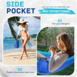 Camping Hammock Lightweight, Portable Hammocks Parachute Hammock with Two Tree Straps, Single or Double Travel Swing Nylon Camp Hammocks, Outdoor Essentials for Beach Backpacking Hiking, Blue - Image 6