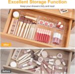 SMARTAKE 13-Piece Drawer Organizers with Non-Slip Silicone Pads, 5-Size Desk Bathroom Drawer Organizer Trays Storage Tray for Makeup, Jewelries, Utensils in Bedroom Dresser, Office and Kitchen, Clear - Image 5