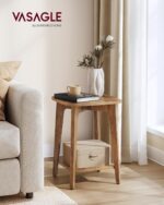 VASAGLE MAEZO Collection - Side Table, 2-Tier Small Square End Table, Nightstand with Tapered Legs, Curved Transitions, for Small Spaces, Living Room, Bedroom, Honey Brown ULET236K01 - Image 3