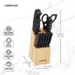 Farberware 22-Piece Never Needs Sharpening Triple Rivet High-Carbon Stainless Steel Knife Block and Kitchen Tool Set, Black, Durable ANDPrecision Cutlery - Image 5