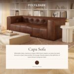 POLY & BARK Capa 92" Sofa – Chocolate Brown Full-Grain Pure-Aniline Italian Leather, Boxy Modern Design, Feather-Fiber Cushions, Solid Wood Frame - Image 4