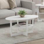 Furinno Jaya Oval Coffee Table, 35.43 (W) x 16.49 (H) x 19.69 (D) inches, White - Image 3