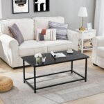SAYGOER Black Coffee Table Simple Modern Rectangular Center Table Open Space Minimalist for Living Room Home Office Industrial Cocktail Tables, Easy Assembly, 39.37 x 19.69 x 17.72 - Image 11