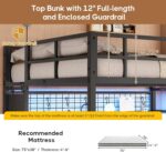 DICTAC Full Over Twin Bunk Bed with Desk and Charging Station Metal Full Size Over Twin Loft Bed with Led Lights & Storage Shelves and Drawers for Teen,Safety Guard & Stairs,No Box Spring Needed,Black - Image 8