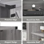 YESHOMY Modern Farmhouse TV Stand with Two Barn Doors and Storage Cabinets for Televisions up to 65+ Inch, Entertainment Center Console Table, Media Furniture for Living Room, 58 Inch, Gray Wash - Image 9